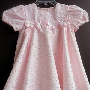 Bonnie Jean girls dress 24 months rose fabric with floral embroidery pink roses